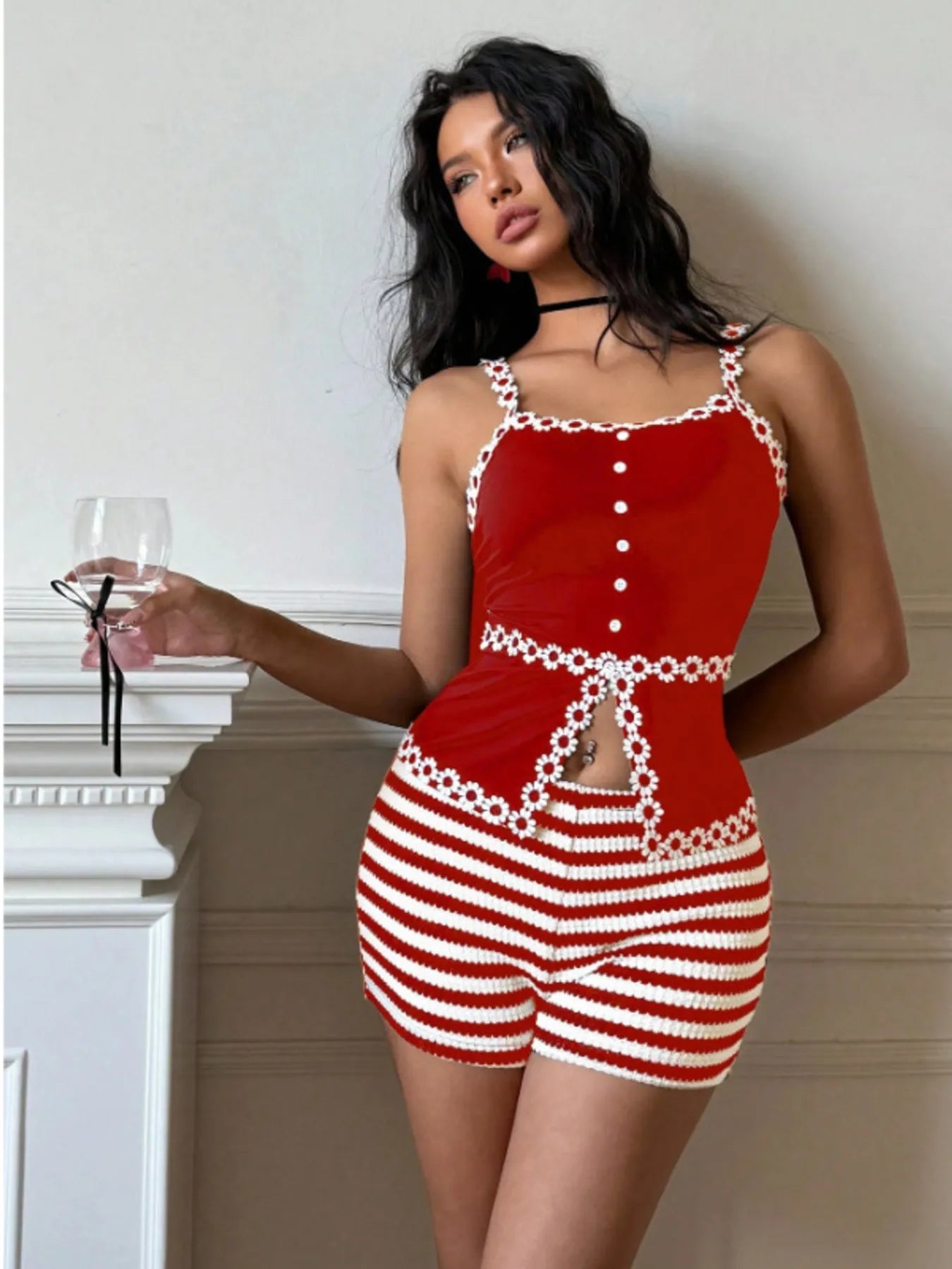 Striped High Waist Knit Shorts - Fashorio