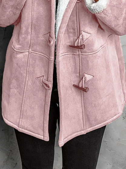 Full Size Cozy Sherpa Lined Toggle Coat with Hood Plus Size - Fashorio