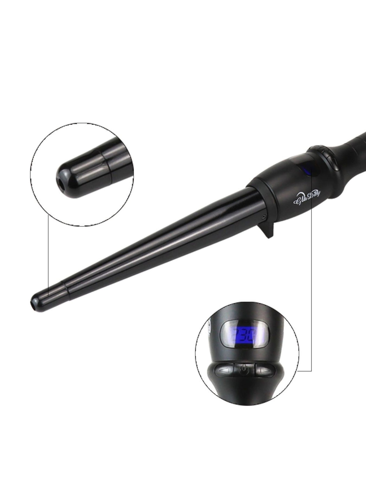 Curling iron in three barrel sizes