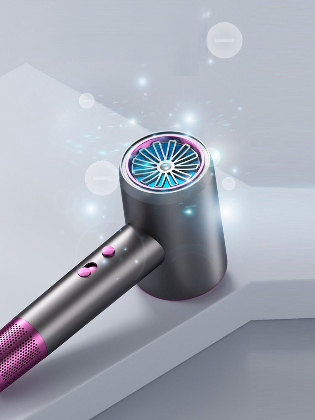 Hair dryer held in hand
