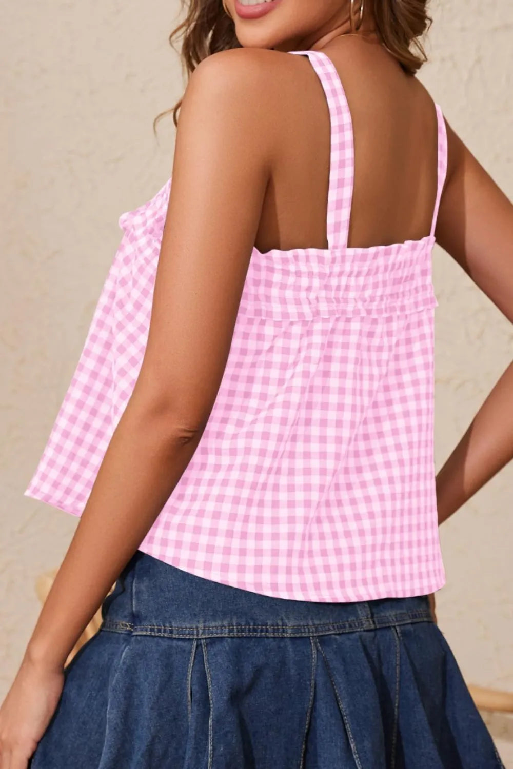Tied Front Textured Square Neck Cami Top, view 29