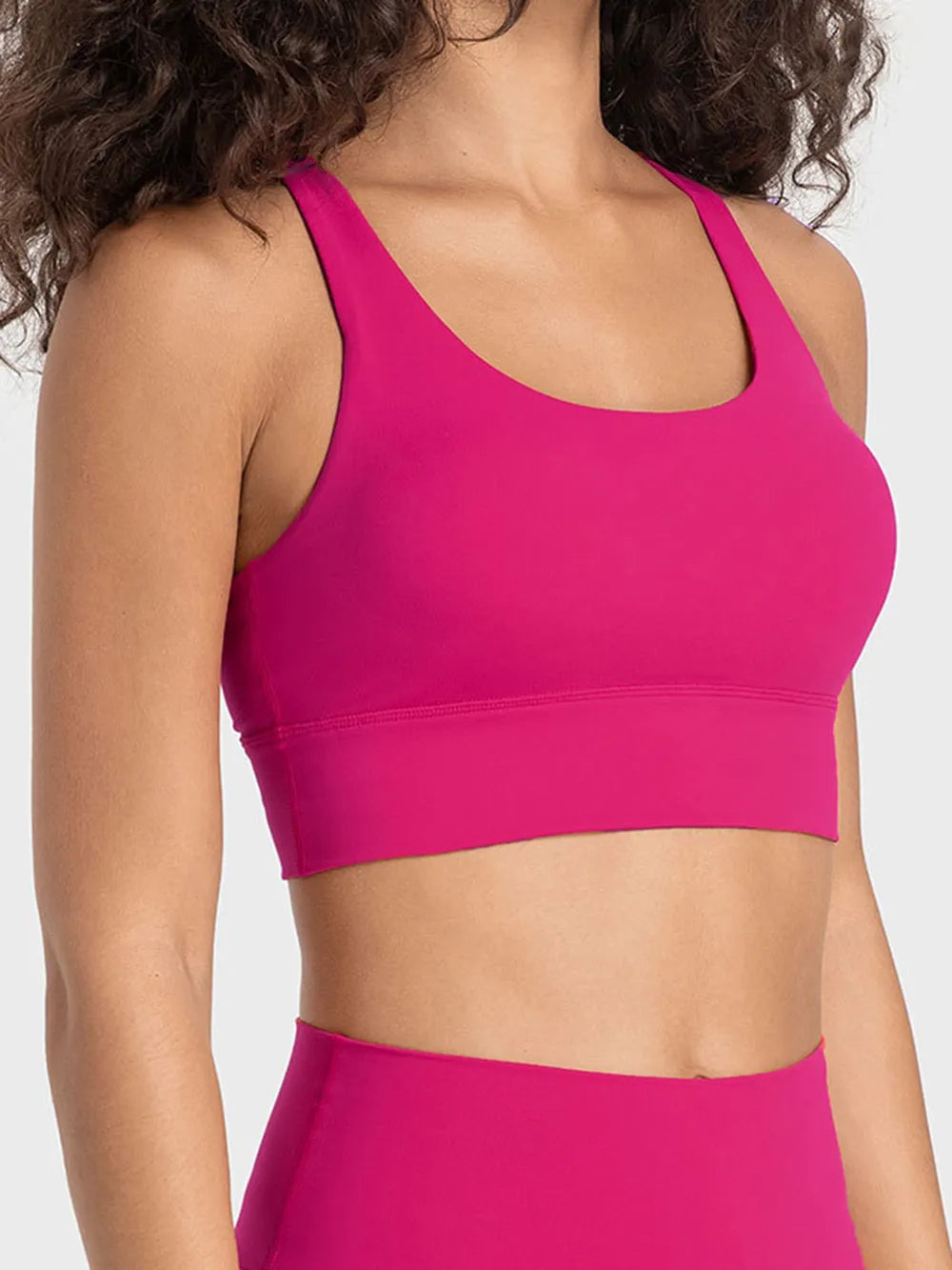 Crisscross scoop neck active tank cropped detail
