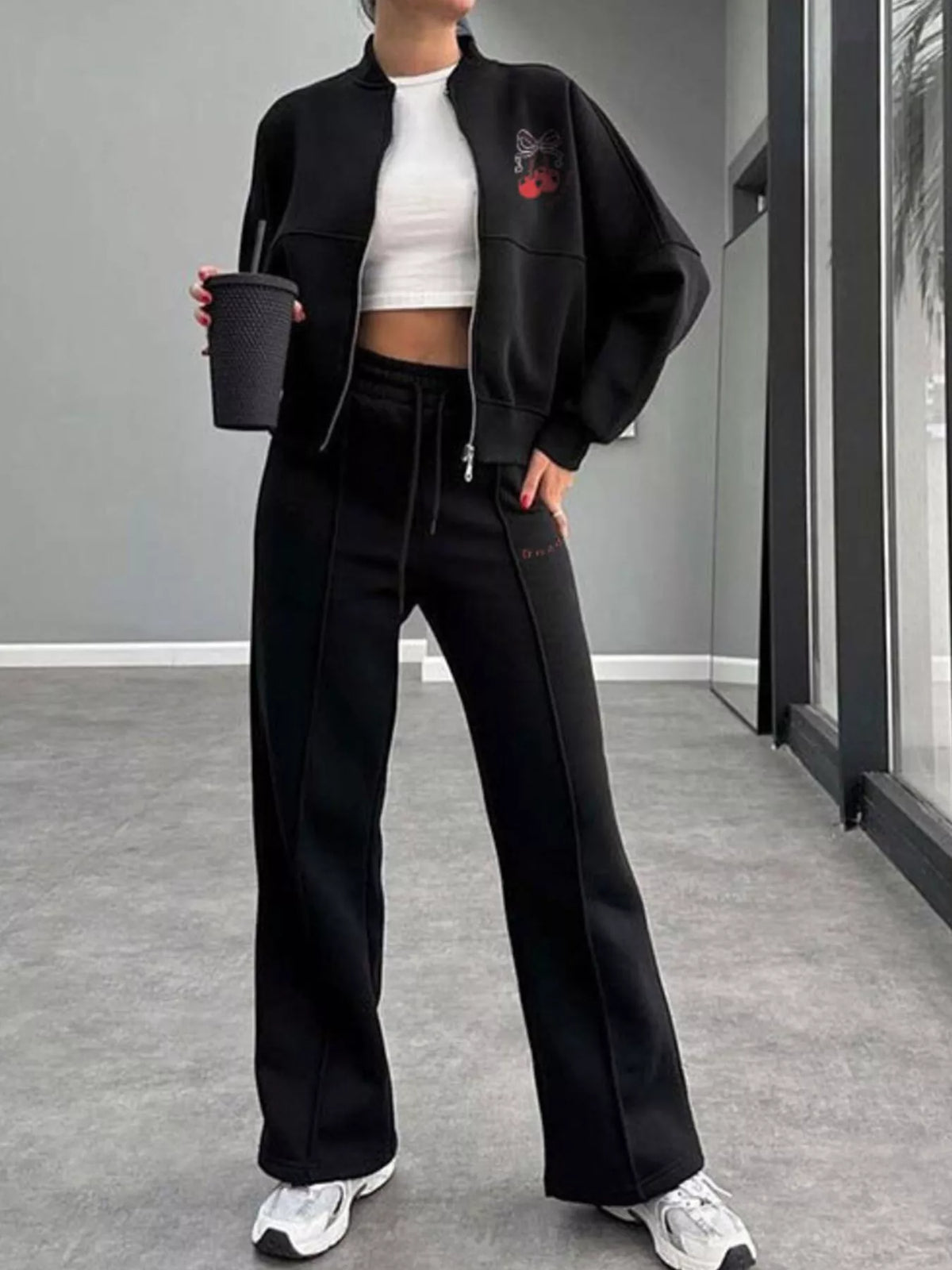 Coordinated jacket and pants back view