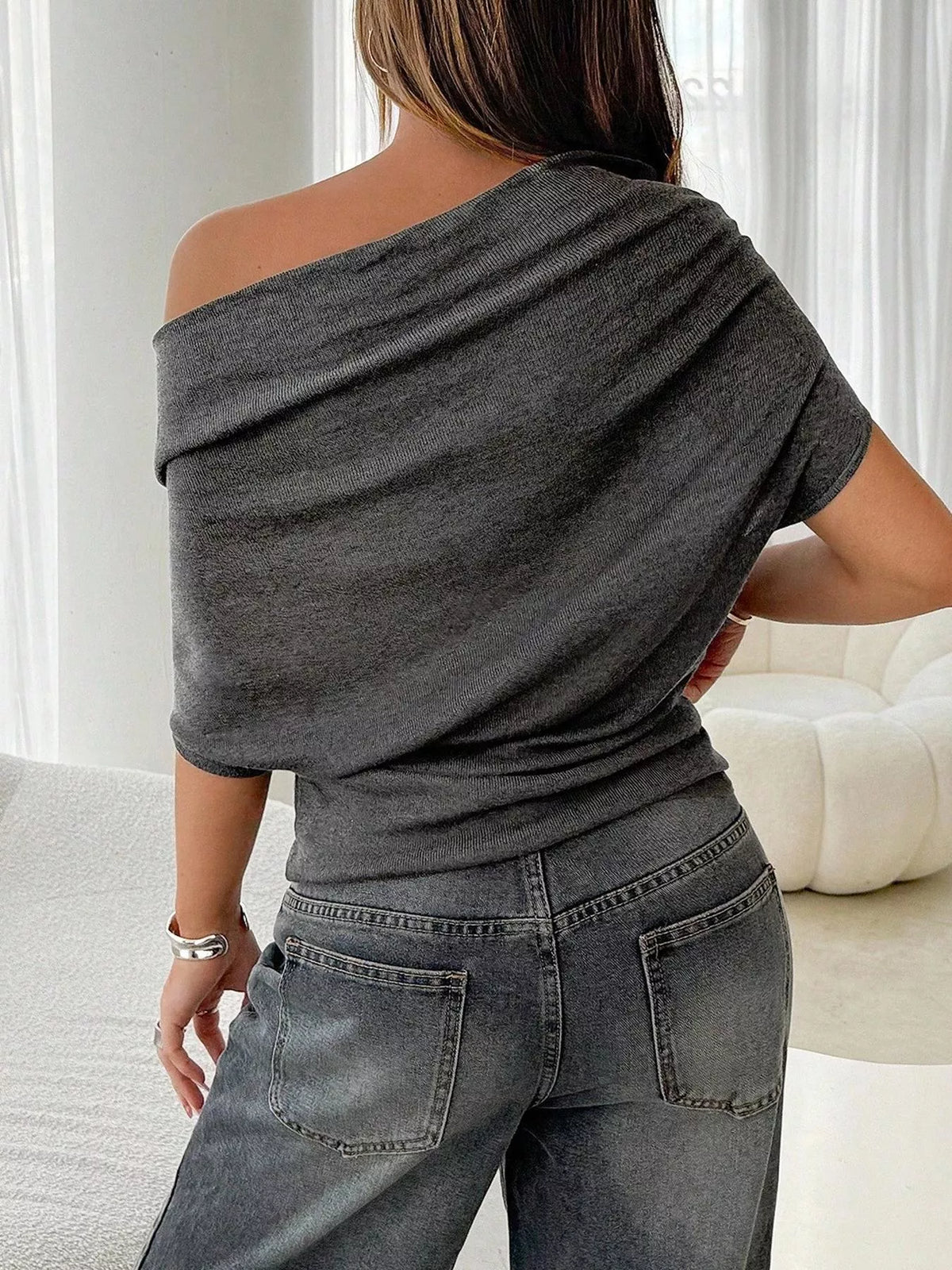 Styled off shoulder top look
