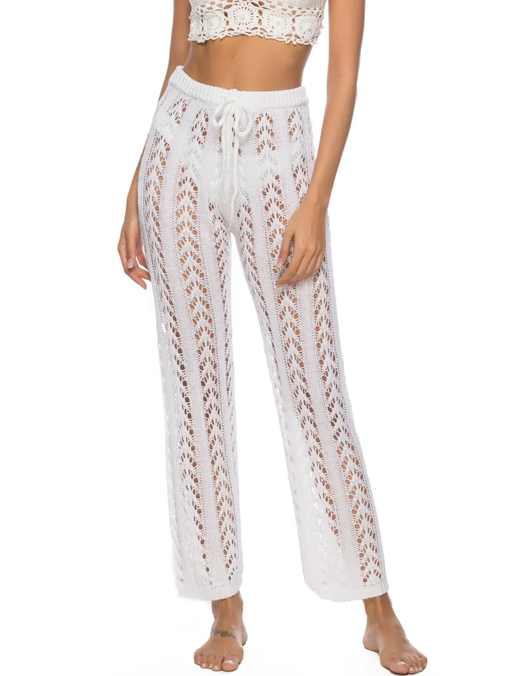 Cutout Drawstring High Waist Swim Pants - Fashorio