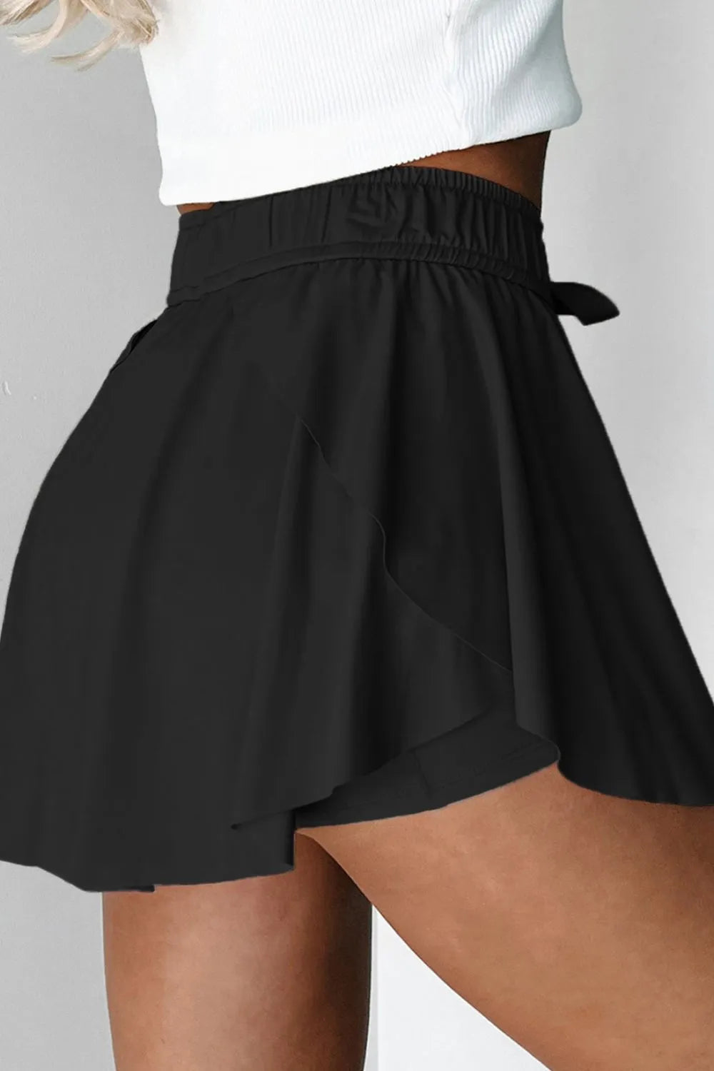 Drawstring active skort styled view