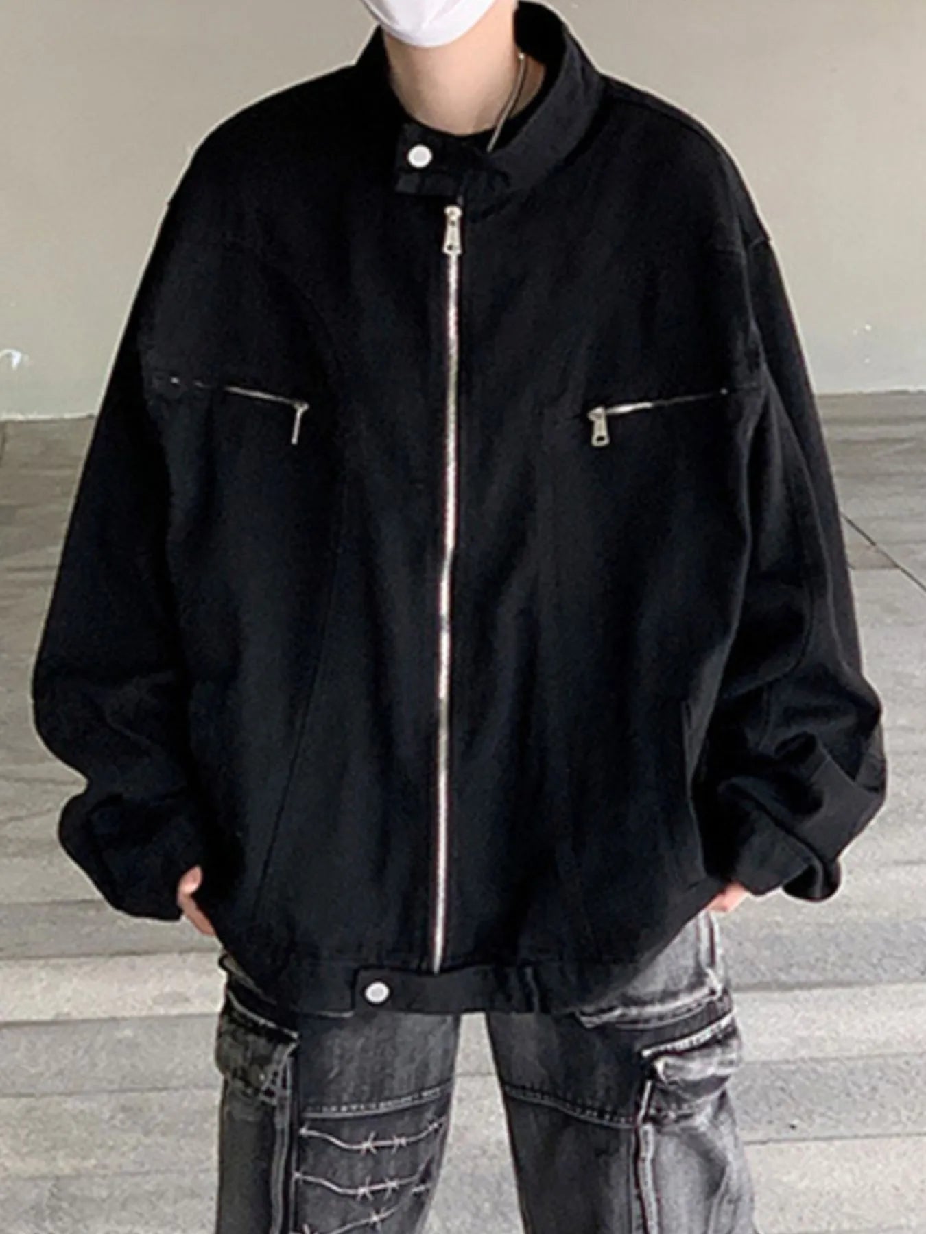 Men's Plus Size Zip Up Oversized Denim Jacket - Fashorio