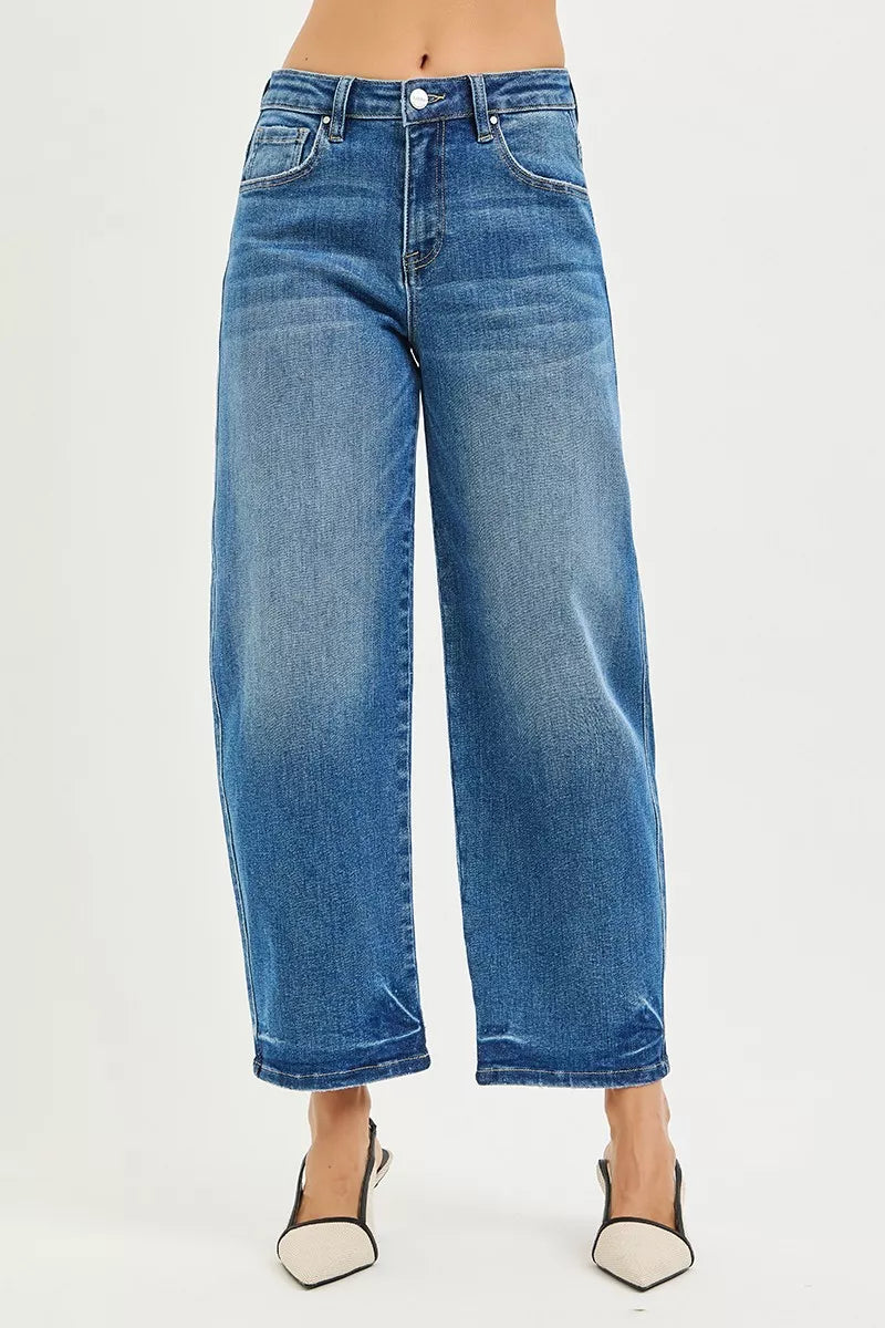 RISEN slouchy cropped barrel jeans side profile
