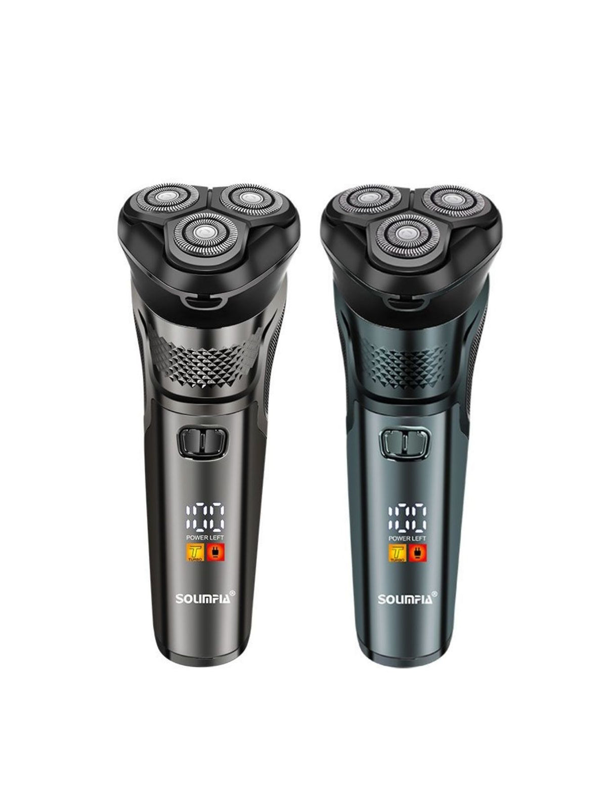 Rechargeable 3 head rotary electric shaver in silver