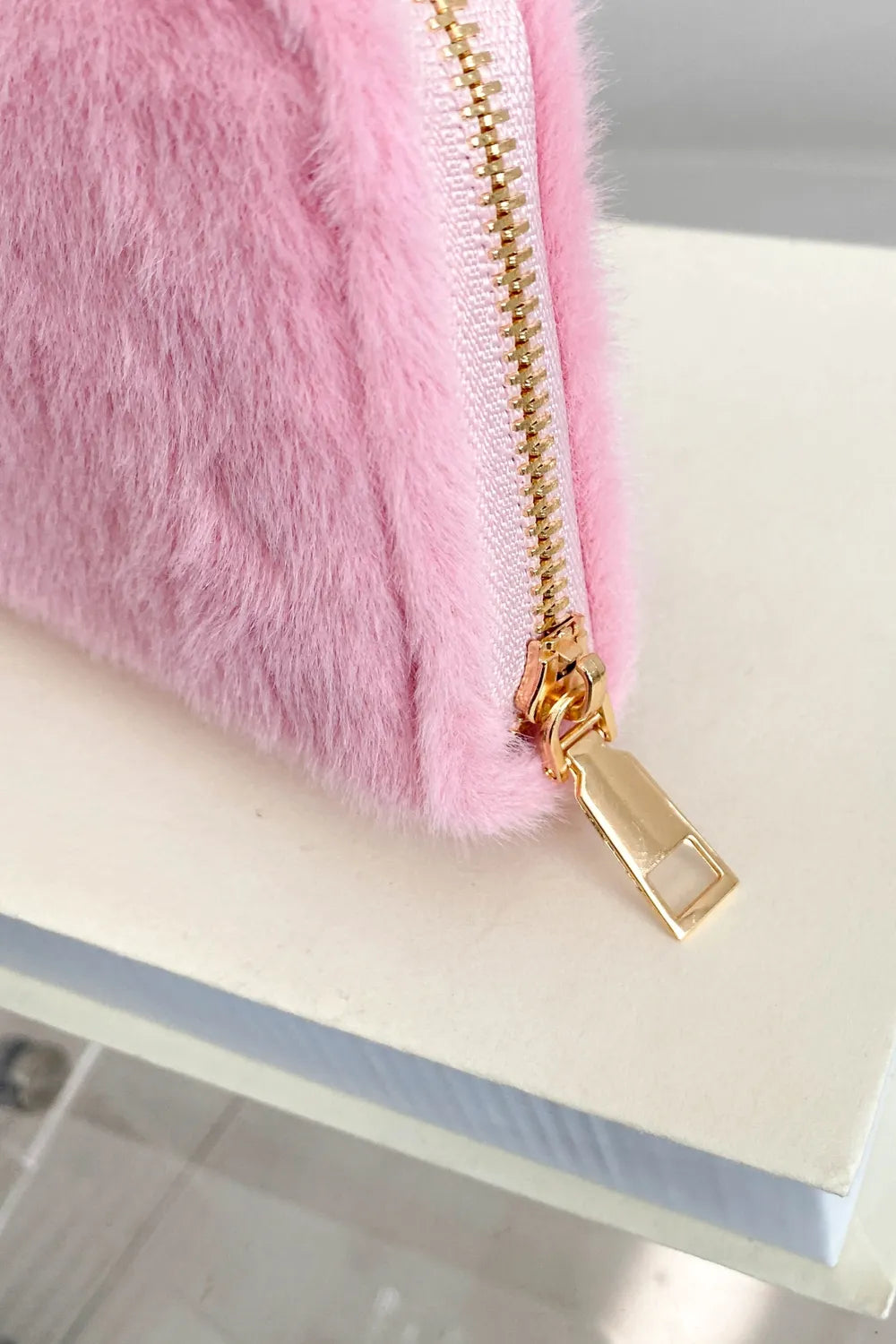 Solid Color Fluff Rectangle Wallet - Fashorio