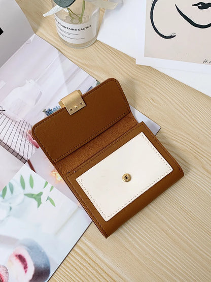 Contrast PU Leather Wallet - Fashorio