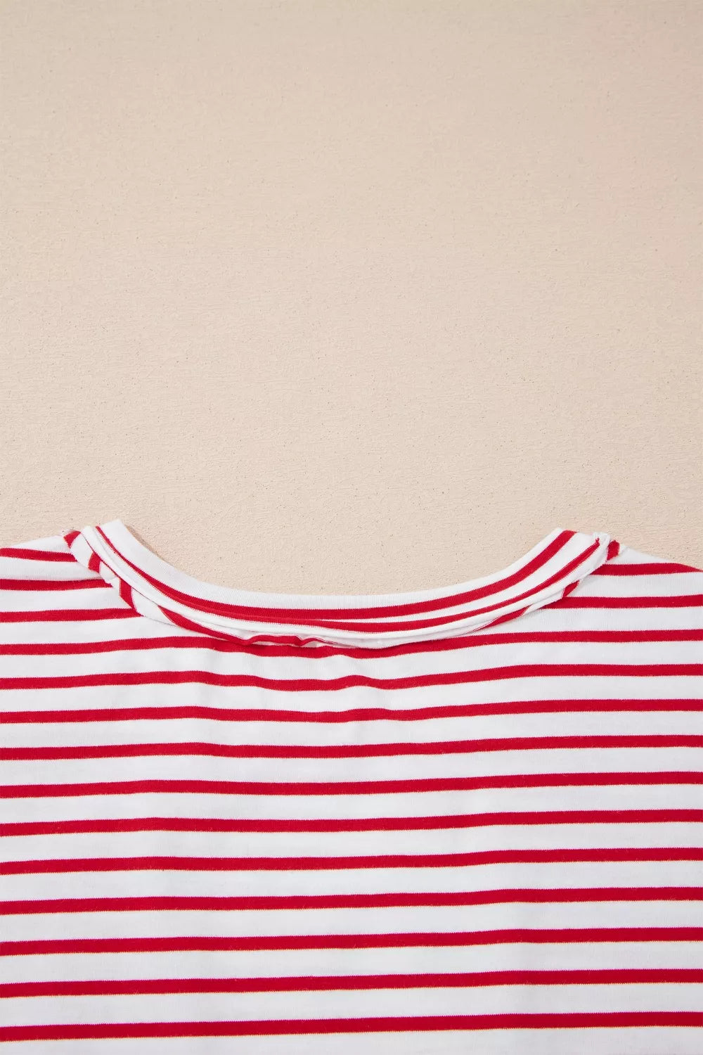 Burnt coral floral stripe top fabric detail