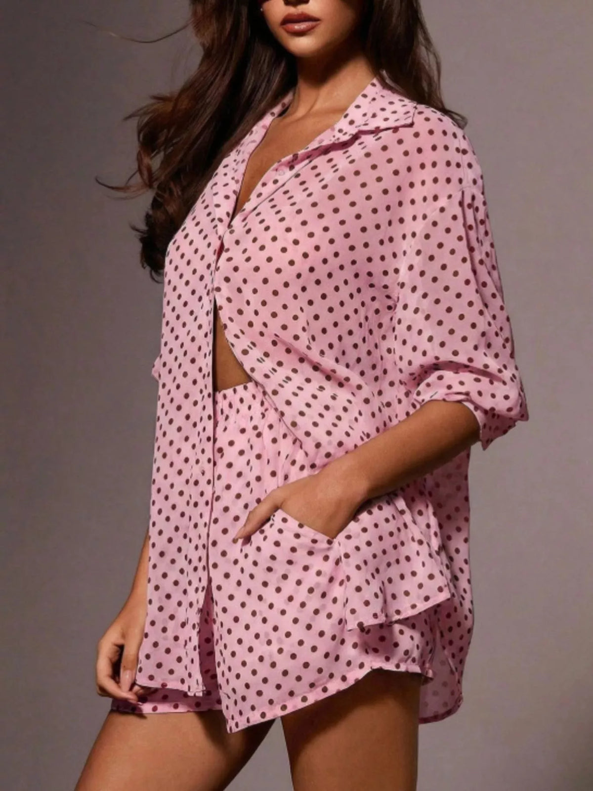 Polka dot shirt and shorts full outfit