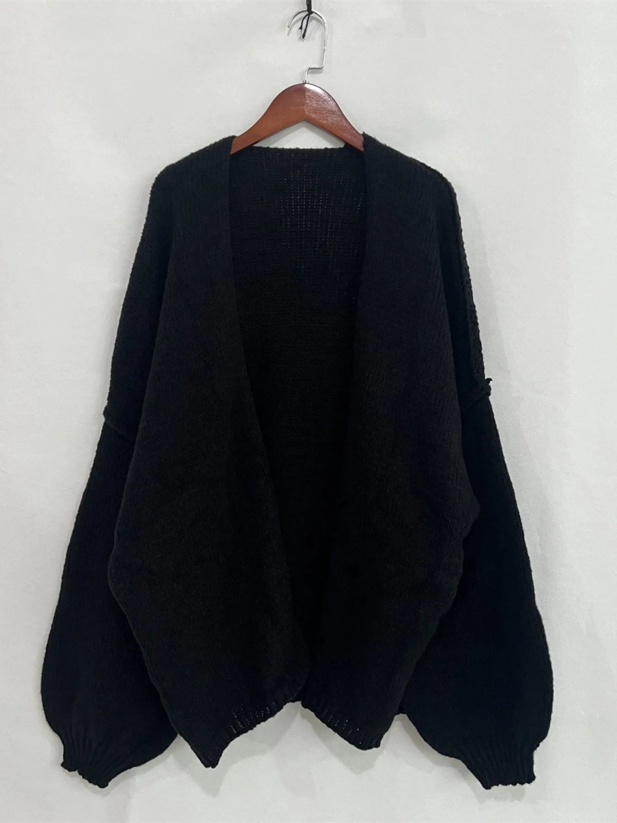 Open front dropped shoulder oversized cardigan styled look