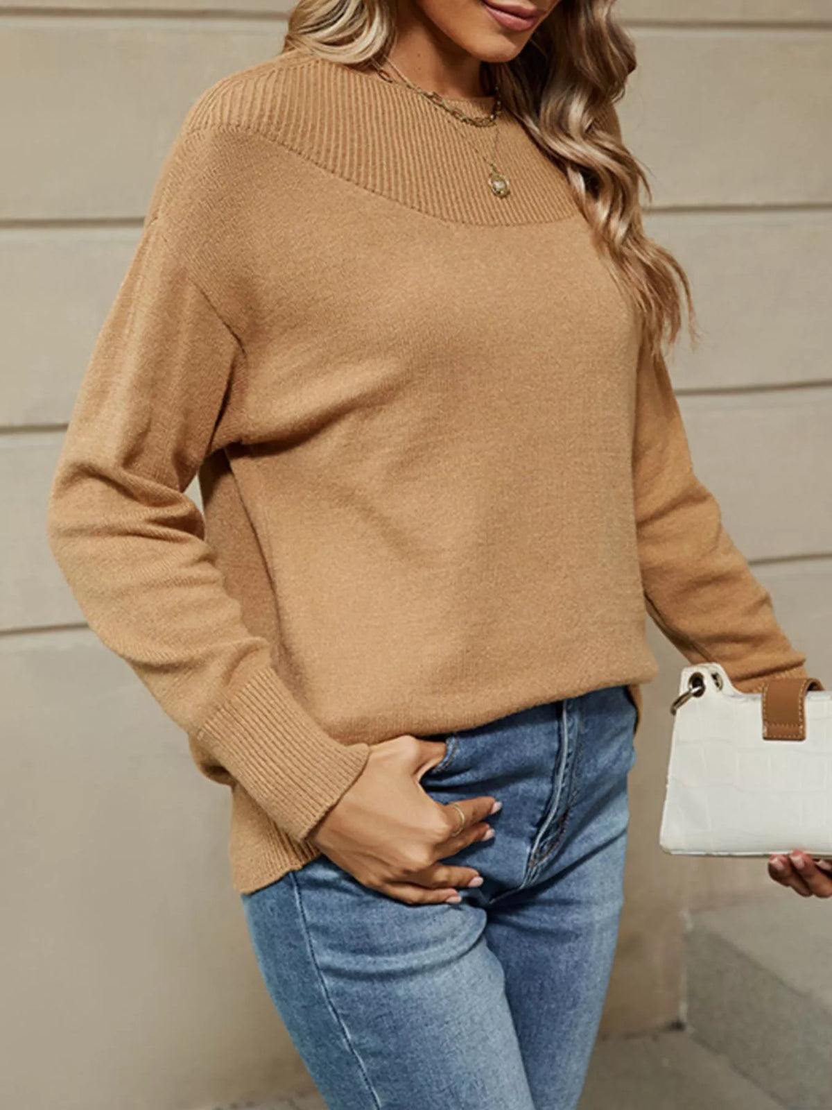 Ribbed Knit Drop Shoulder Sweater view 7