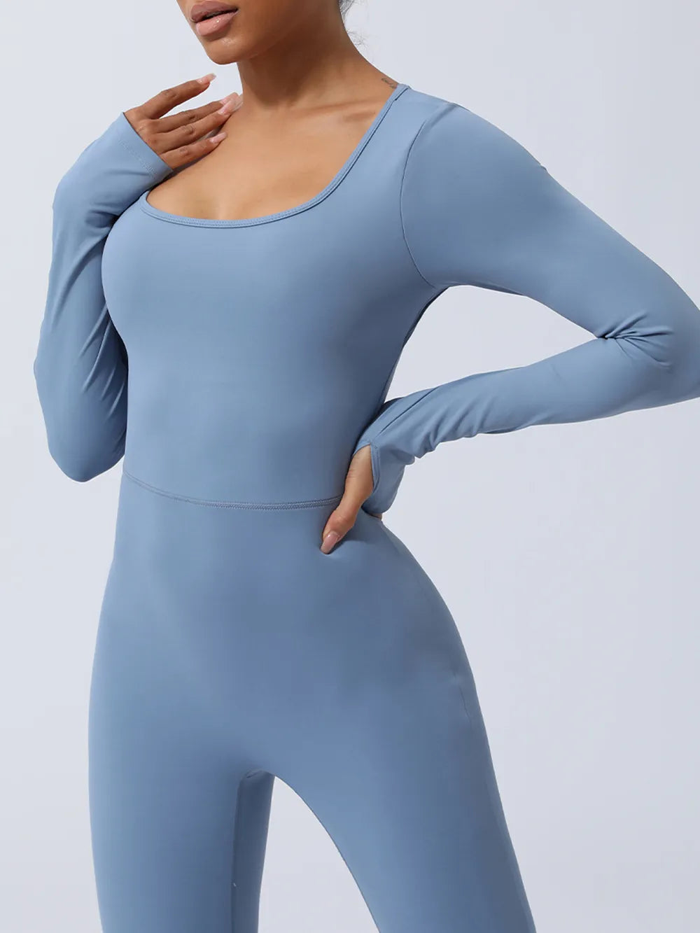 Twisted backless long sleeve jumpsuit back detail