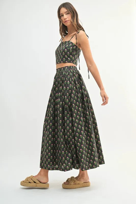 MABLE Floral Crop Top and Skirt Set - Fashorio
