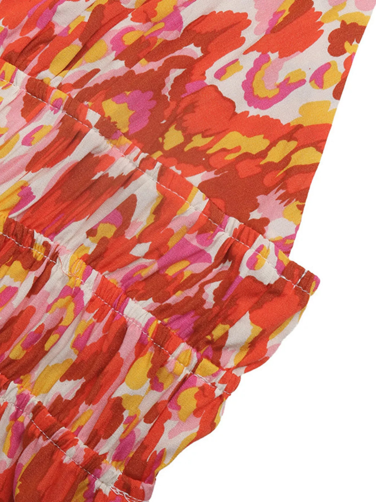 Orange printed viscose maxi dress fabric detail