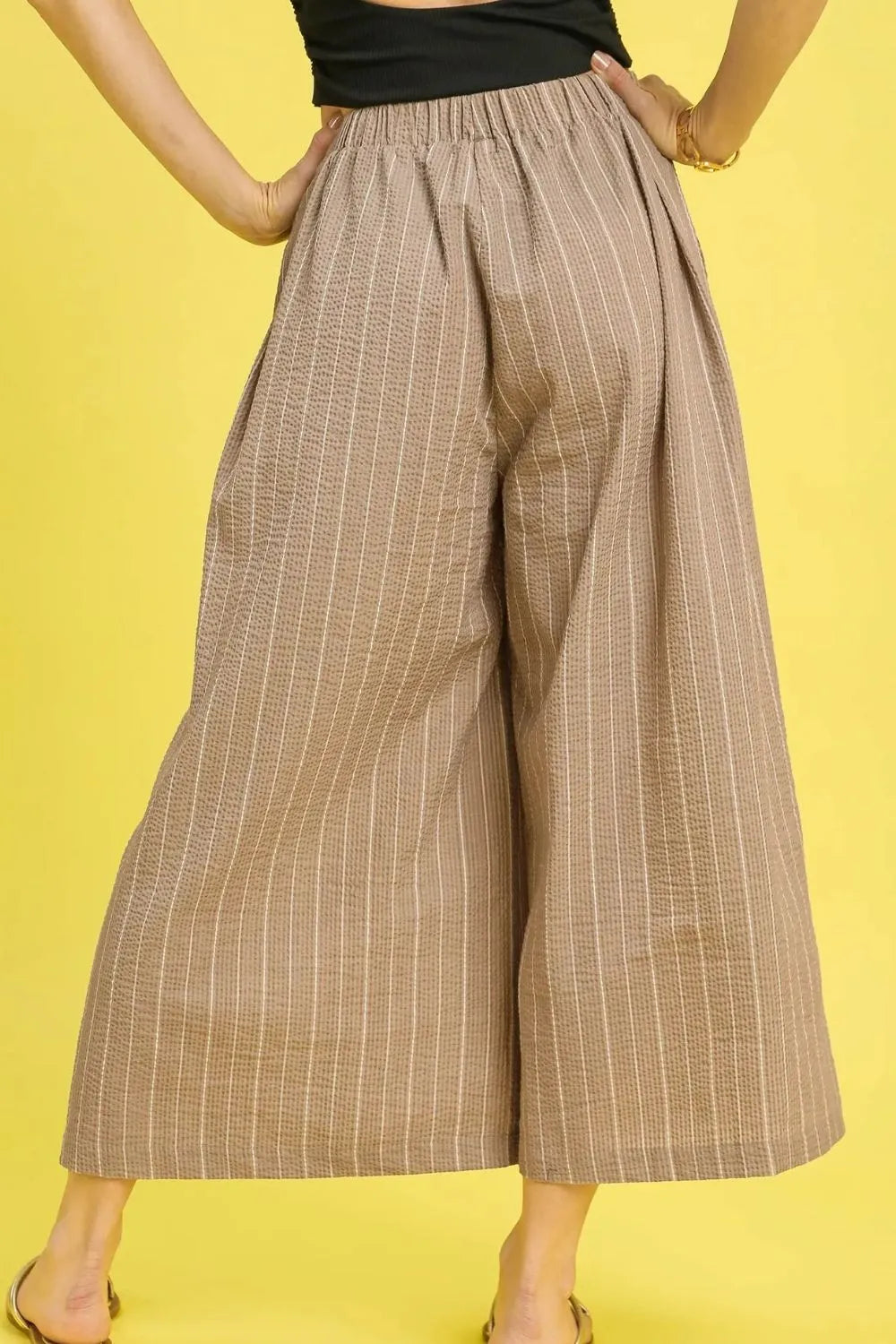 Umgee Pinstripe Crop Palazzo Pants - Fashorio