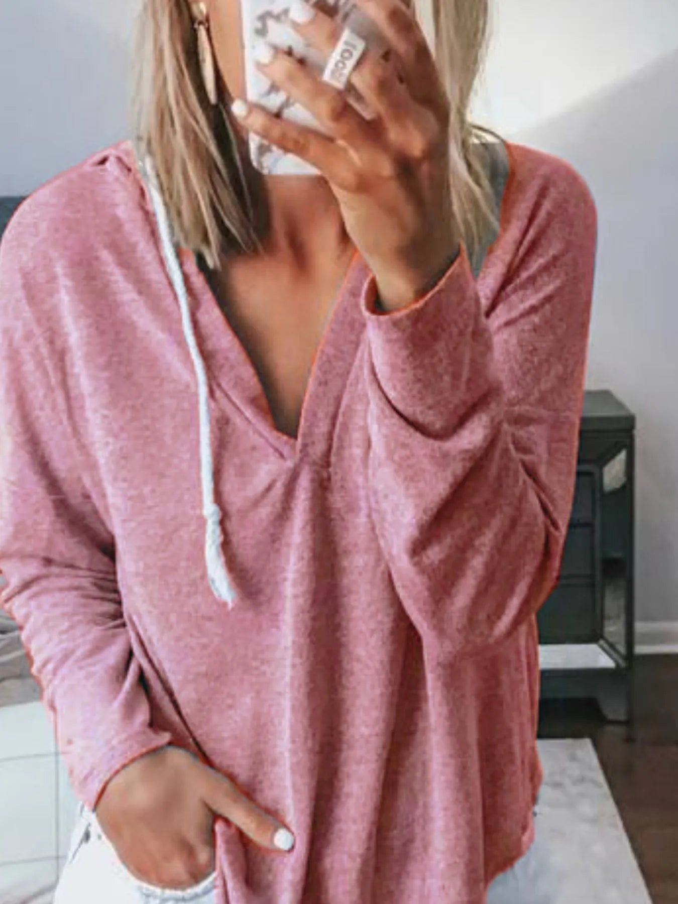 Full Size Drawstring Long Sleeve Hoodie Plus Size - Fashorio