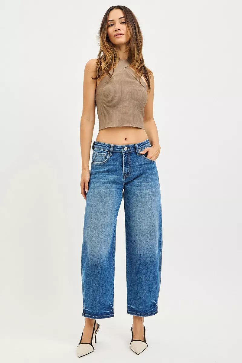 RISEN slouchy cropped barrel jeans full styling