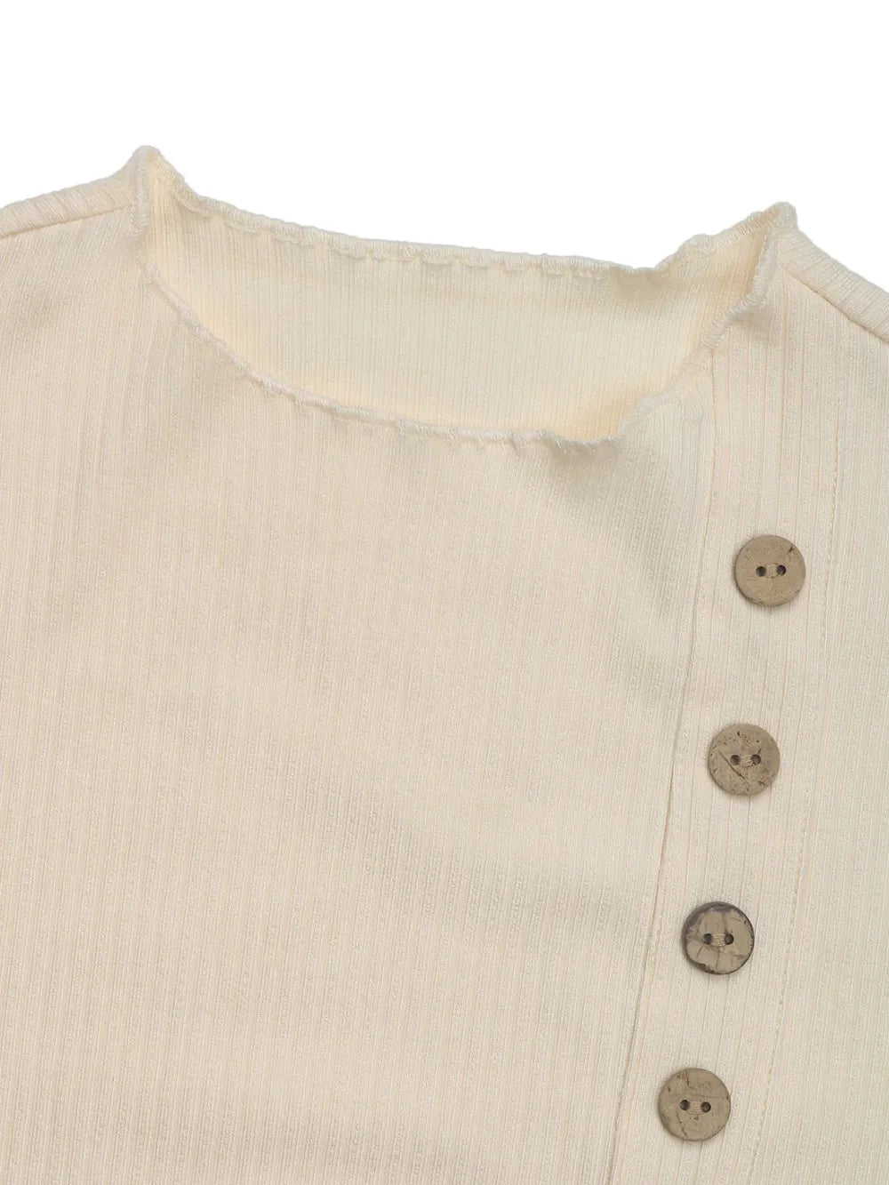 Perfee Decorative Button Round Neck Long Sleeve Bodysuit - Fashorio