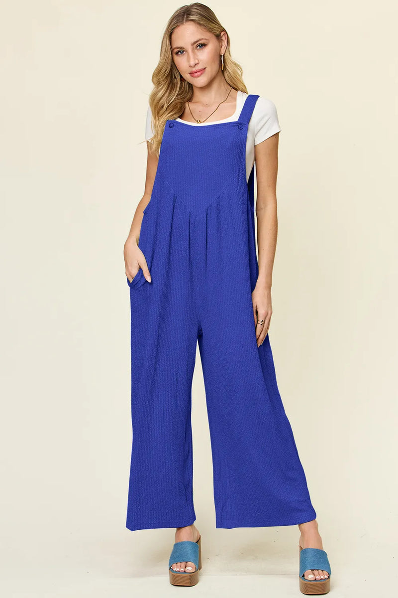 Double Take sleeveless wide leg overall front view