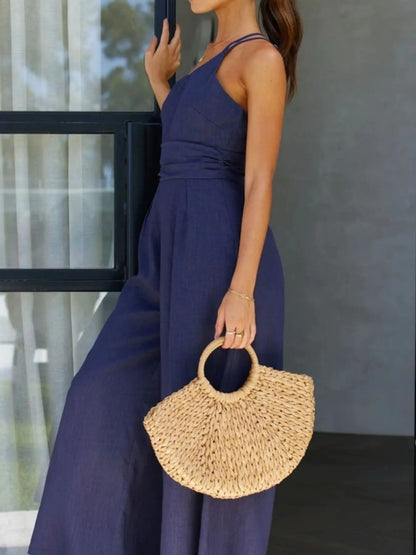 Single Shoulder Wide Leg Jumpsuit - Fashorio