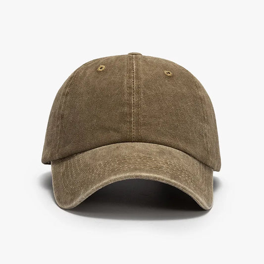 Washed Curved-Brim Baseball Cap Coffee Brown One Size - Fashorio