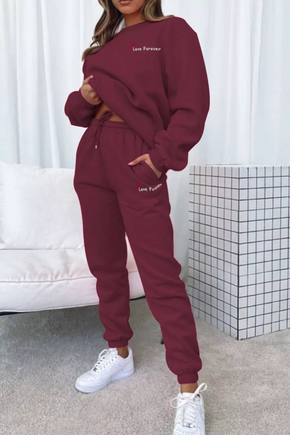 Round Neck Sweatshirt and Joggers Set, view 34