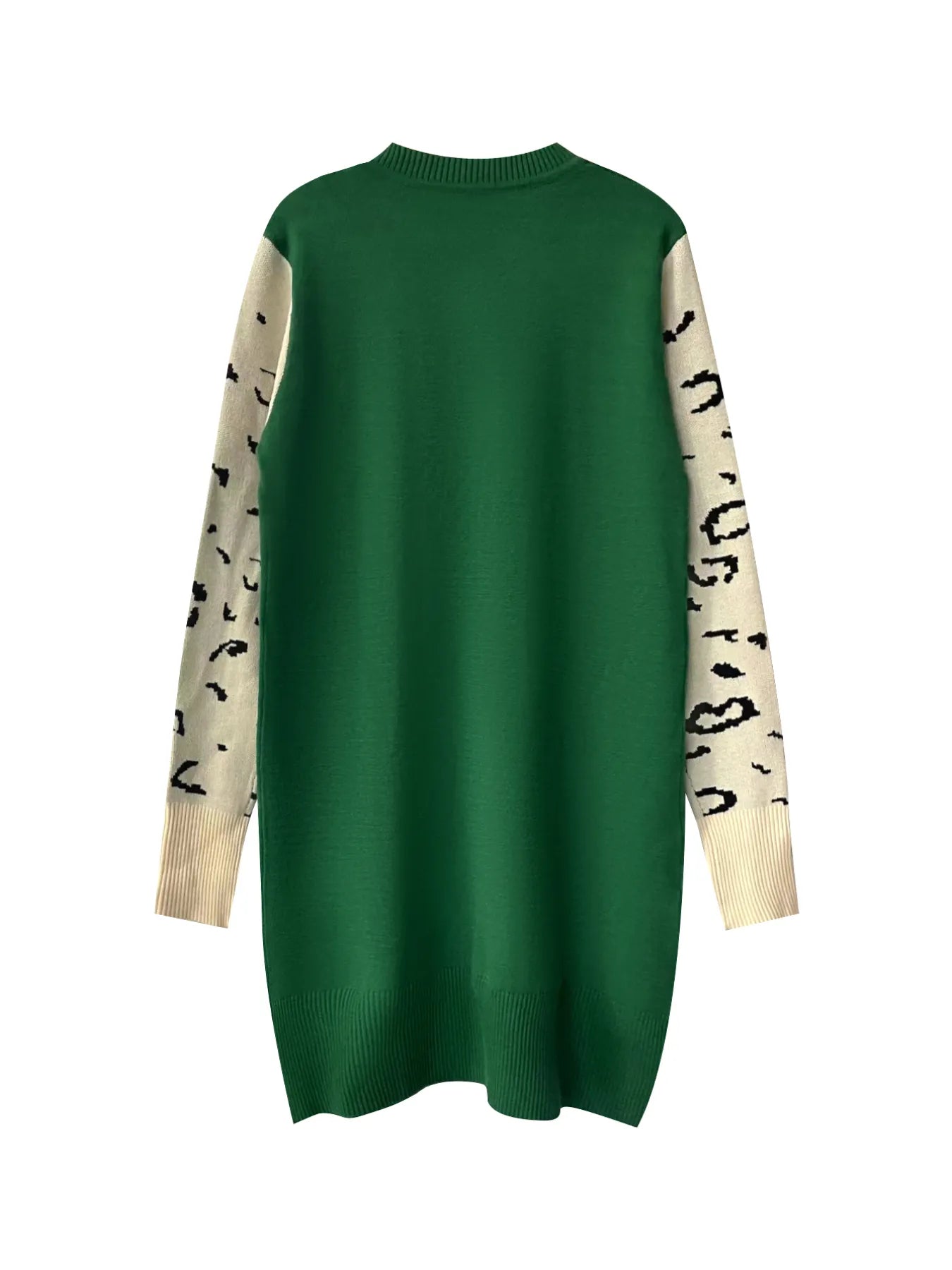 Leopard Round Neck Sweater Dress - Fashorio
