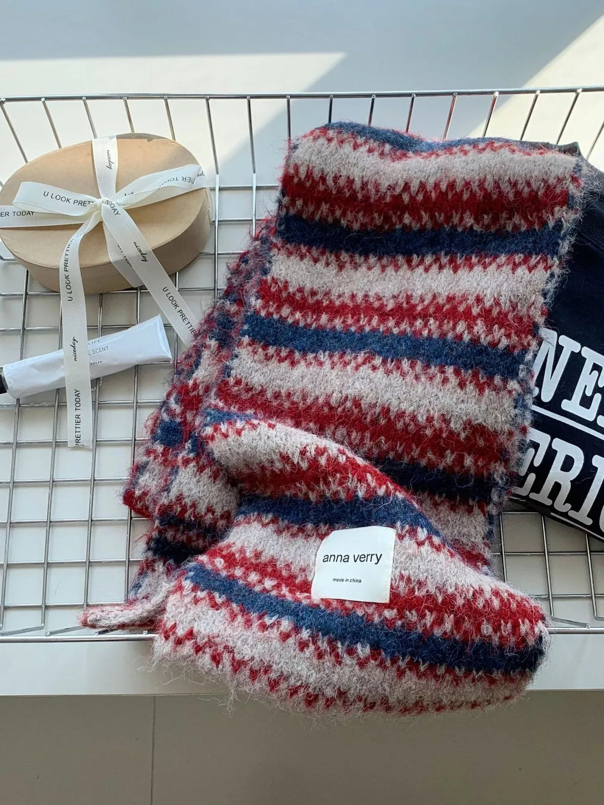 Heritage striped wool scarf with a dense weave