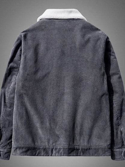 Men's Plus Size Sherpa Corduroy Button Up Jacket - Fashorio
