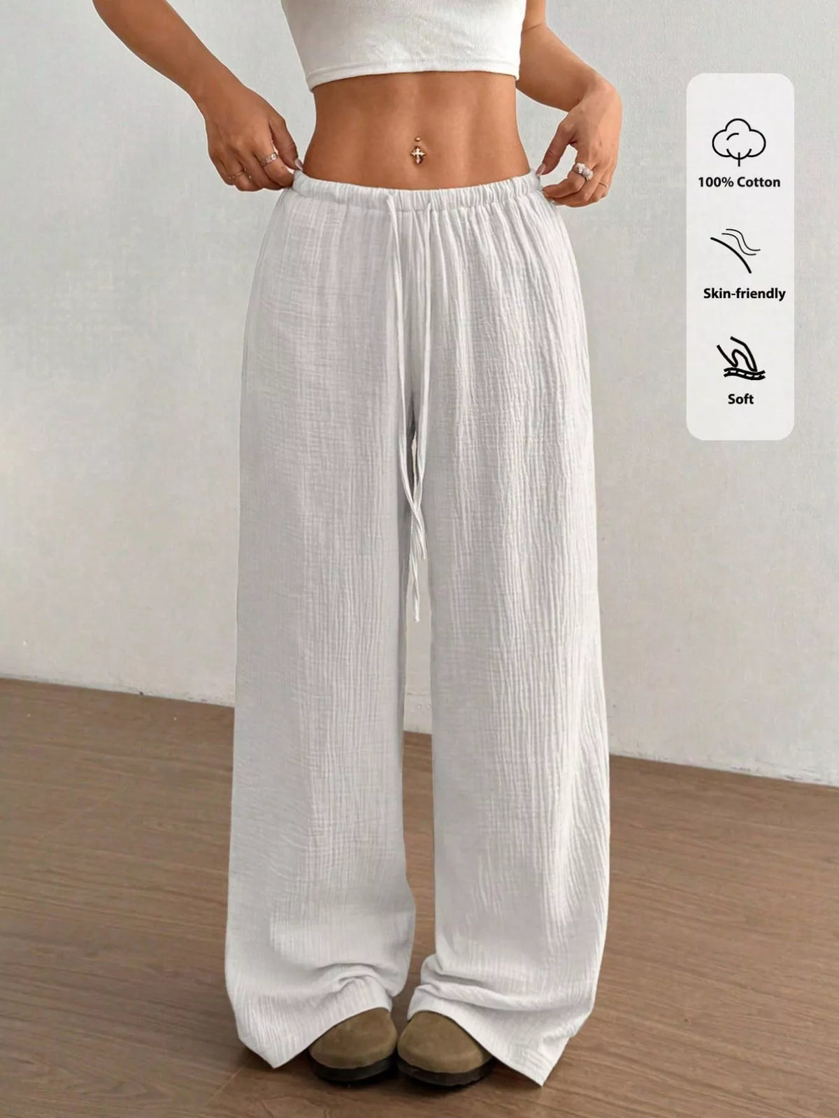Bally Love wide leg drawstring pants front view