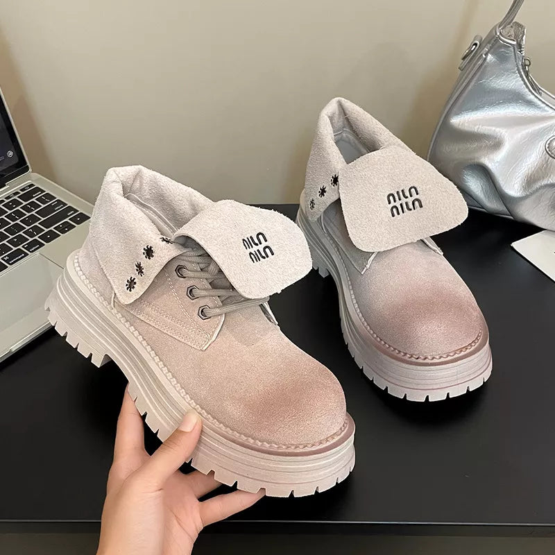 Lace up platform boots side profile