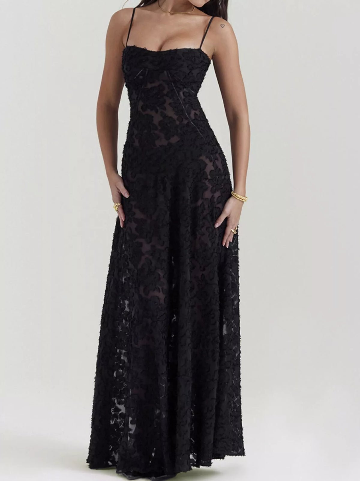 Lace maxi dress back view
