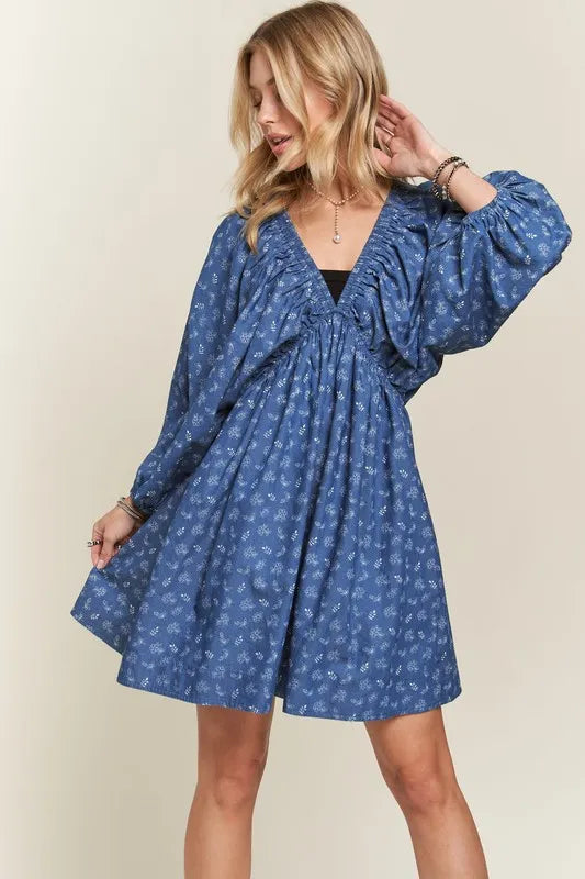 Batwing Sleeves Floral Dress detail