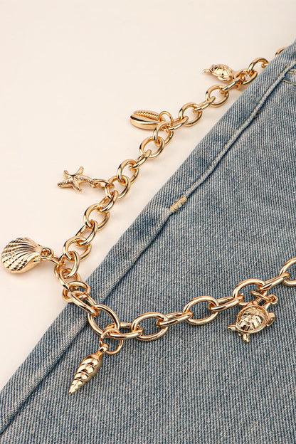 Sea Element Charm Iron Chain Belt - Fashorio