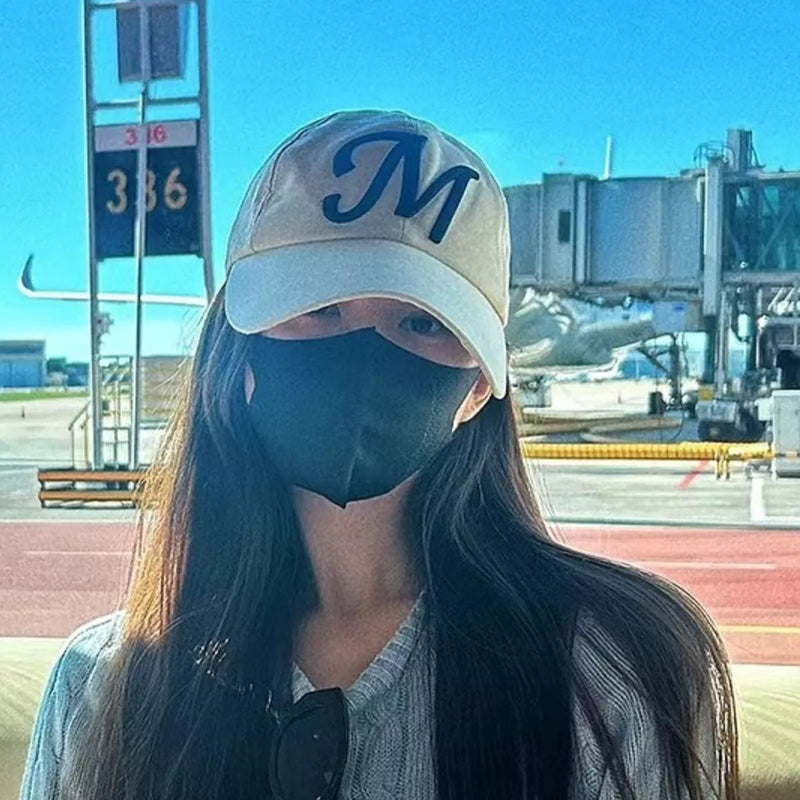 Embroidered M baseball cap front view