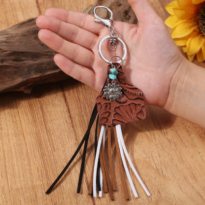 Turquoise Fringe Detail Key Chain Style B One Size - Fashorio