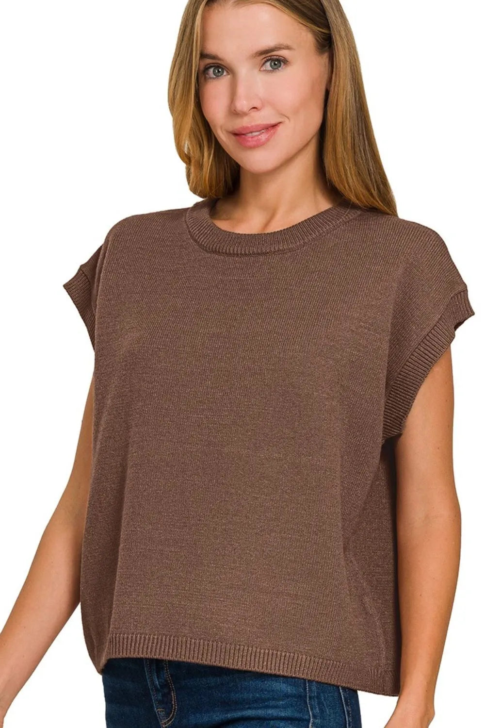 Oversized Viscose Sweater Vest in Brown