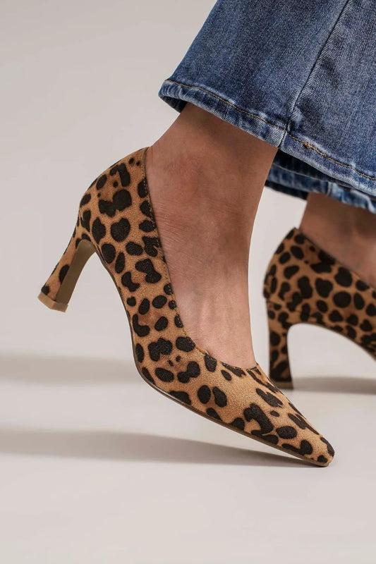 Beast Fashion Faux Suede Leopard Point Toe Pumps - Fashorio