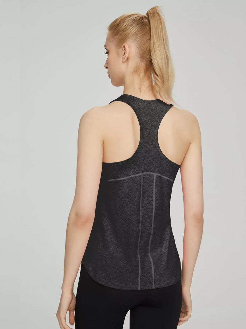 Breathable quick drying active tank top in black front view
