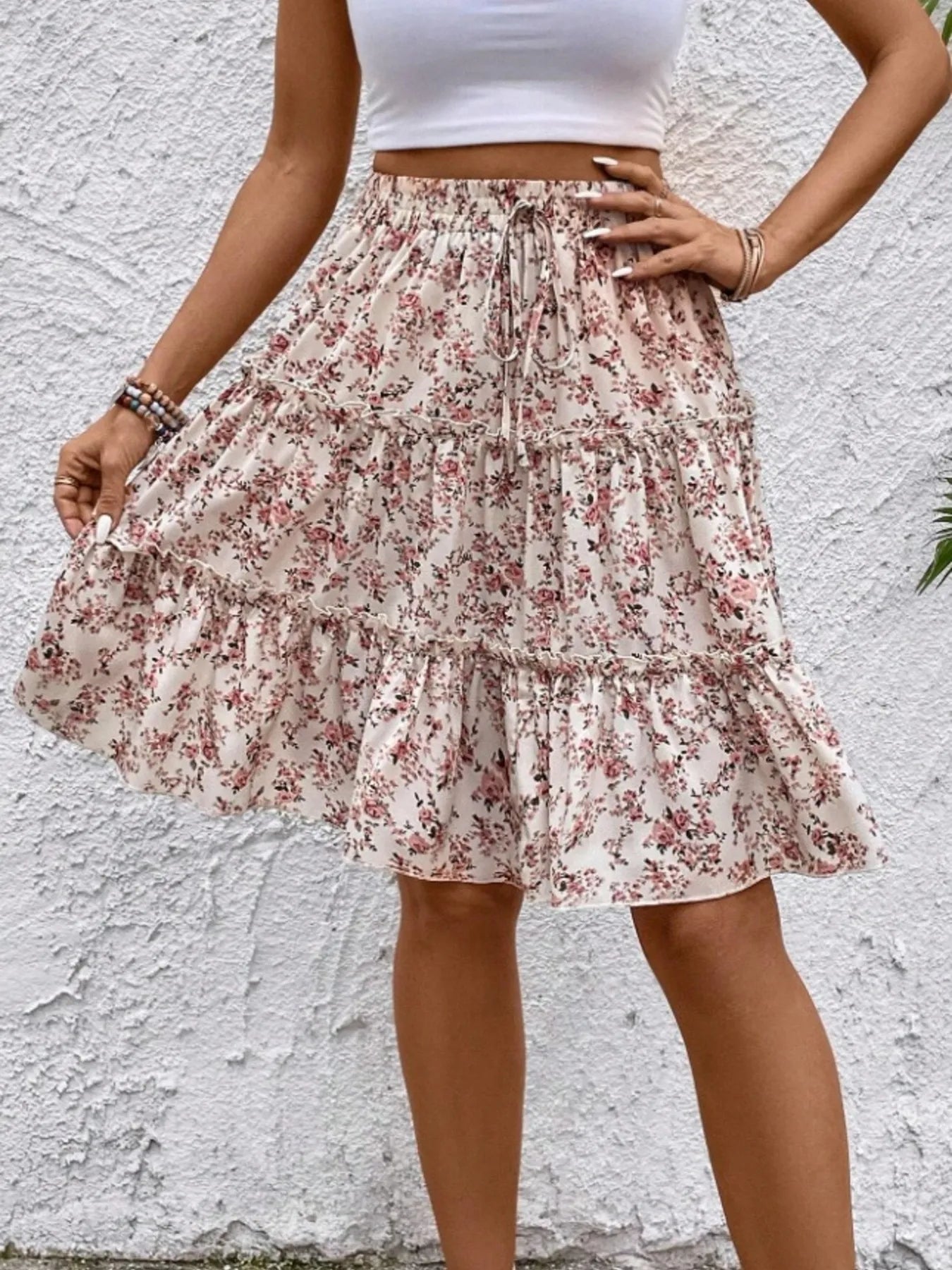 Floral Print Midi Skirt - Fashorio