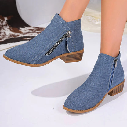 Point Toe Block Heels Boots - Fashorio