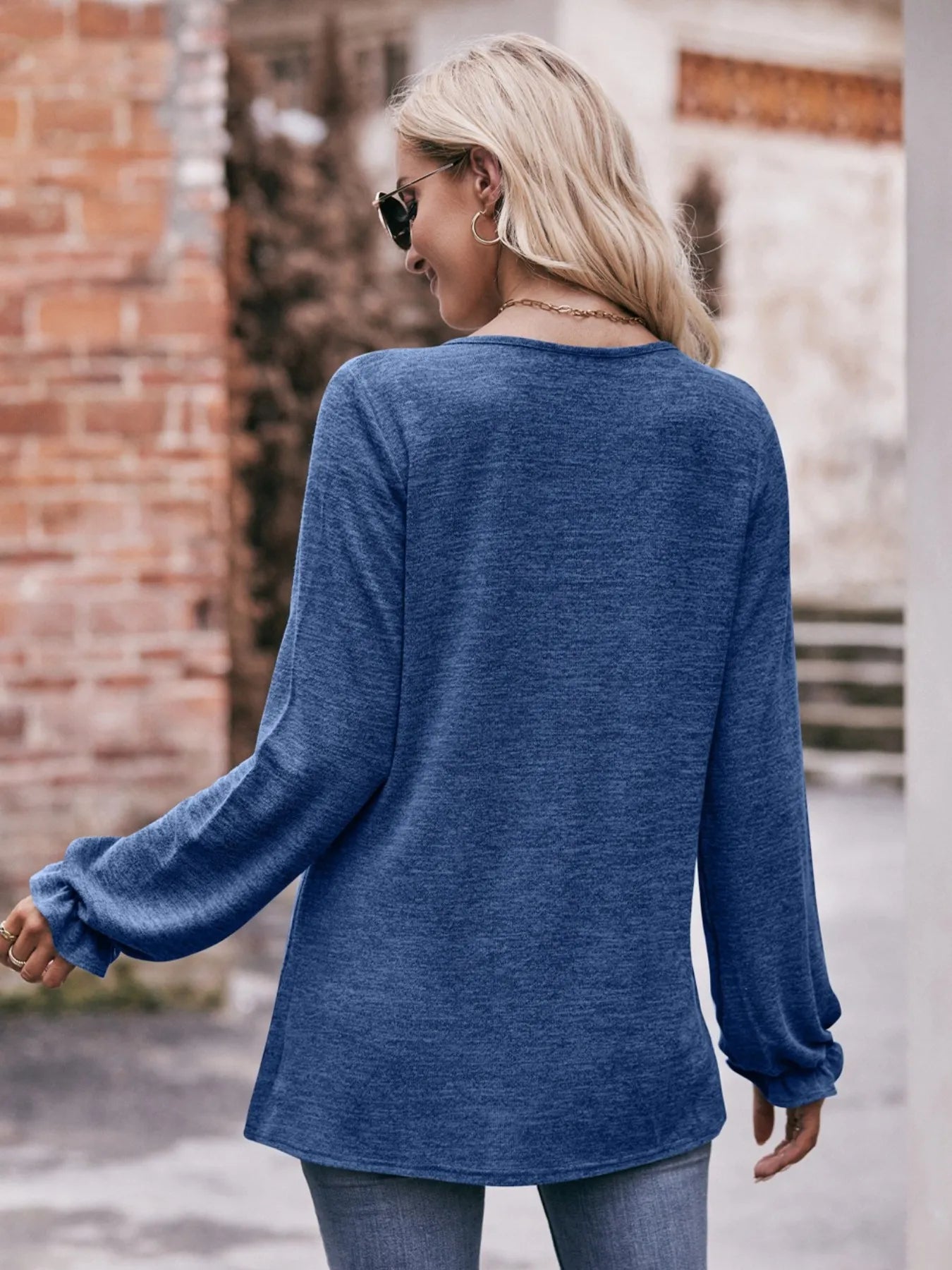Round Neck Long Sleeve Casual T-Shirt - Fashorio