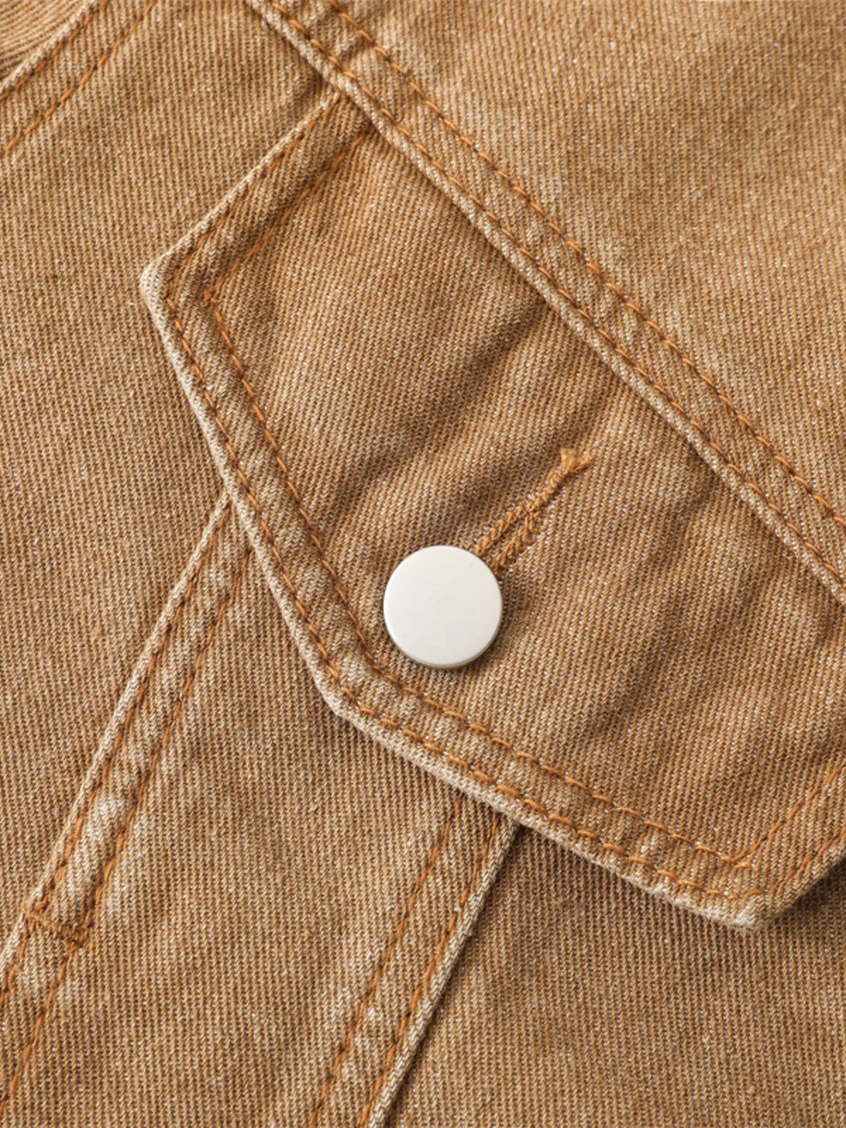 Button Up Denim Jacket in Khaki side view