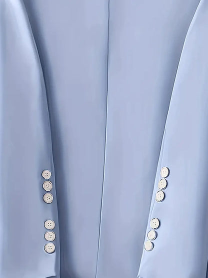 Single-Button Long Sleeve Blazer - Fashorio