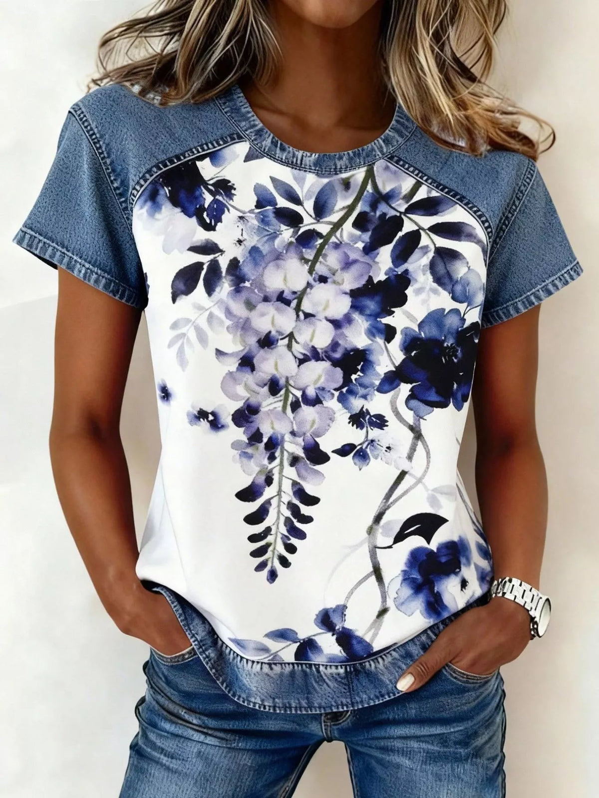 Short sleeve blouse sleeve hem detail shot