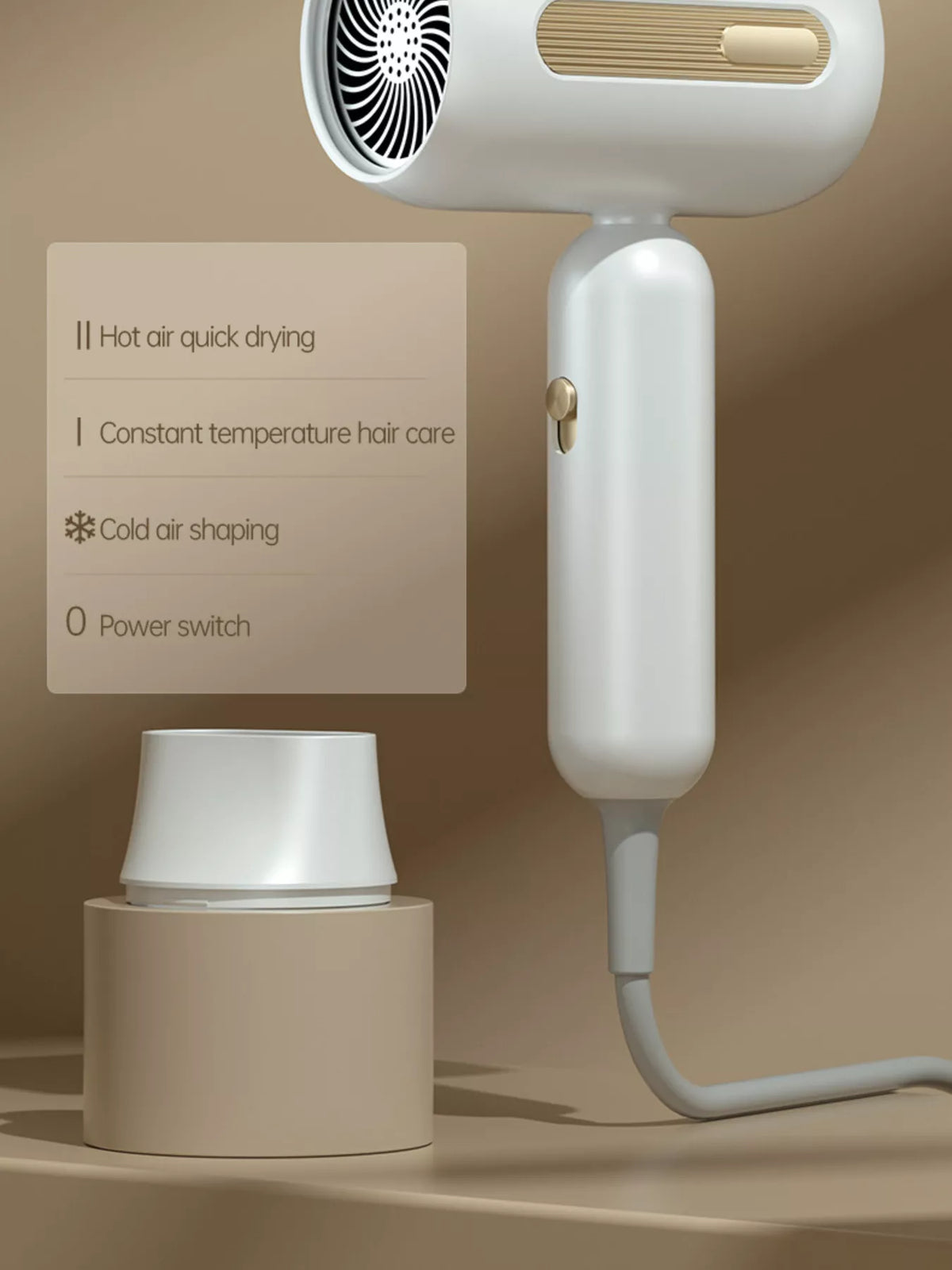 Hair dryer drying smooth styled hair
